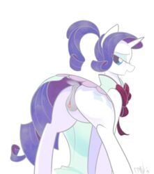 2015 animal_genitalia anus ass braddo clitoris clothed clothing cutie_mark equine equine_pussy eyeshadow female friendship_is_magic furry furry_only hair half-closed_eyes hi_res horn makeup mammal my_little_pony non-anthro open_mouth purple_hair pussy rarity_(mlp) simple_background solo unicorn upskirt white_background