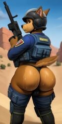 ai_generated anthro anthro_femboy anthro_furry anthro_male anthrofied ass ass_focus assault_rifle balls balls_in_thong balls_visible_through_clothing beige_body beige_fur big_ass big_ass_(male) big_ass_cheeks big_butt big_butt_(male) big_butt_cheeks black_helmet black_thong blue_sky brown_body brown_eyes brown_fur bubble_ass bubble_booty bubble_butt bubble_butt_(male) butt_cheeks canine chase_(paw_patrol) cloud clouds curvaceous curvy curvy_body curvy_figure curvy_hips curvy_male curvy_thighs dat_ass day_time daylight daytime desert desert_background dog_boy domestic_dog exposed_ass exposed_butt fat_ass fat_booty fat_butt femboy femboy_focus femboy_only firearm firearms furry furry_ass furry_butt furry_male furry_only gay german_shepherd gun guns helmet holding_gun holding_rifle huge_ass huge_ass_(male) huge_asscheeks huge_butt kovasai kovasfox large_ass large_butt looking_at_viewer looking_back looking_back_at_viewer male male_anthro male_dog male_only military military_clothing military_gear military_helmet military_uniform outdoor outdoors outside paw_patrol plump_ass plump_butt police rifle solo solo_male stable_diffusion sweat sweat_on_ass sweatdrop sweating sweaty sweaty_ass sweaty_body sweaty_butt tactical tactical_clothes tactical_gear tactical_nudity tactical_thigh_highs tactical_vest thick thick_ass thick_boy thick_cheeks thick_male thick_thighs thick_thighs_save_lives thighhighs thighs thong two_tone_body two_tone_fur voluptuous voluptuous_male weapon weapons yaoi young