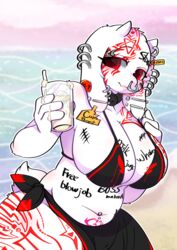 bodily_fluids body_writing bovid caprine cum cum_in_glass facial_piercing female genital_fluids goat hi_res horn_piercing horn_ring mammal nose_piercing piercing sex_slave slave snow_angel_(artist) solo tally_marks tattoo toriel undertale video_games