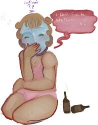 closed_eyes covering_mouth dandy's_world dizzy drunk glisten_(dandy's_world) nausea nauseated panties