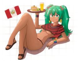 1girls 2d asian_latina causa female female_only hatsune_miku inca_kola latin_american_hatsune_miku_(meme) peruvian_female peruvian_miku sandals tagme vocaloid