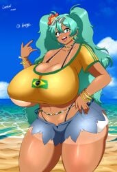 1girls ass big_ass big_breasts big_thighs brazil brazilian brazilian_female brazilian_miku breasts butt codeyumi cyan_eyes cyan_hair dark-skinned_female female female_only gigantic_ass gigantic_breasts gigantic_thighs hatsune_miku huge_ass huge_breasts huge_thighs large_breasts latin_american_hatsune_miku_(meme) legs long_hair looking_at_viewer shirt shorts solo tagme tan tan_body thick_hips thick_thighs thighs thong twintails vocaloid yellow_shirt