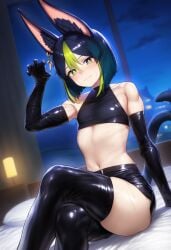 1boy ai_generated big_thighs blackcatmeow cat_ears cat_tail catboy femboy femboy_only genshin_impact girly huge_thighs large_thighs latex male male_only thick_thighs thighs tighnari_(genshin_impact) trap voluptuous