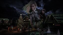 army christmas christmas_tree giant_breasts giantess lights presents scar science_fiction snow winter