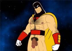 circumcised hairy_chest nude_male pubes space_ghost_(series) superhero