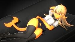 anna_anon black_legwear black_panties black_skirt couch panties school_uniform schoolgirl skirt skirt_lift tail