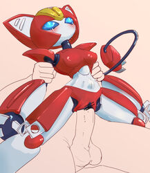 1boy 1girls abdominal_bulge animal_ears blue_eyes blush breasts censored crying female female_robot forced girl_on_top human hybrid line_censoring looking_pleasured machine male mammal medabots medarot multicolored_skin no_mouth no_nose on_top pale-skinned_female pale_skin penetration penis peppercat pochincoff purple_pussy pussy red_breasts reverse_cowgirl_position robot robot_girl sex size_difference spread_legs stomach_bulge straddling straight tail tears testicles vaginal_penetration ポチンコフ_(artist)