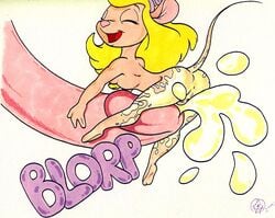 2000 anthro ass blonde_hair chip_'n_dale_rescue_rangers cum cum_on_ass disney duo fatalis female gadget_hackwrench hair macro mammal micro micro_on_penis minigirl_on_penis mouse nude penis pussy rodent size_difference sound_effects straight