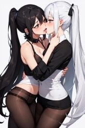 ai_generated black_hair kissing tagme yuri