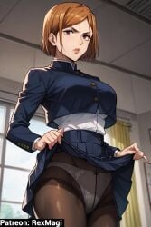 1girls ai ai_assisted ai_generated angry angry_expression angry_face anime annoyed annoyed_expression artist_name bangs bedroom big_breasts blue_jacket blue_skirt breasts brown_eyes brown_hair busty busty_female clothed clothes_lift cropped_jacket curvy curvy_female female high_waisted_skirt hips jacket jujutsu_kaisen kugisaki_nobara large_breasts lifting_skirt long_sleeves looking_at_viewer narrow_waist nobara_kugisaki orange_hair panties panties_under_pantyhose pantsu pantyhose perfect_body pleated_skirt presenting_panties rexmagi school_uniform schoolgirl schoolgirl_uniform shirt short_hair showing_panties slim_waist solo solo_female thick_thighs uncensored waiting_for_sex watermark white_panties white_shirt window window_light