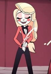 ai_generated charlie_morningstar charlie_morningstar_(hazbin_hotel) charlie_morningstar_(pilot) clothed cum ejaculation futa_only futanari hazbin_hotel intersex masturbation penis penis_out solo solo_futa vivienne_medrano vivziepop