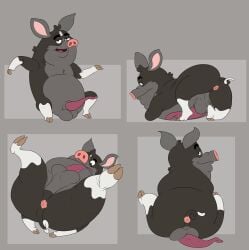 20th_century_fox absurd_res animal_genitalia animal_penis anus ass ball_lift balls balls_on_feet bent_legs berkshire_pig black_body black_fur bob-jiggles collage_(artwork) disney domestic_pig erection eyebrows feral_only fur genitals grey_background half-closed_eyes hands_on_ground hi_res hooves housebroken legs_up looking_at_viewer looking_back looking_back_at_viewer looking_down lying male male_only mammal max_(housebroken) multicolored_body narrowed_eyes on_back on_front open_mouth overweight overweight_male penis penis_on_belly porcine_penis presenting presenting_hindquarters raised_arms raised_tail rear_view rounded_ears simple_background sitting smile smiling_at_viewer smirk smirking_at_viewer snout solo spread_legs spreading suid suine sus_(pig) tail tail_anus thick_eyebrows tongue