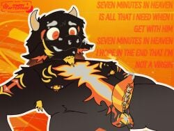 abstract_background anthro ball_tattoo balls black_body black_fur bovid caprine ear_piercing eyebrow_piercing facial_piercing fur furgonomics furry-specific_piercing genital_piercing genital_tattoo genitals goat grey_body grey_fur horn horn_piercing looking_at_genitalia lying male mammal nipple_piercing nipples nose_piercing on_back orange_genitals penis penis_piercing piercing septum_piercing solo star_(starryafterdark) starryafterdark tattoo yellow_genitals