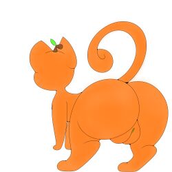 absurd_res all_fours alpha_channel alpog21_(artist) ass big_butt big_pussy curling_tail domestic_cat ears_up felid feline felis female feral genitals hi_res leaf leaf_on_head looking_away mammal orange_body orange_butt orange_ears orange_head orange_legs orange_paws plump_labia pussy simple_background solo tail transparent_background trod