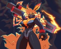 1girls bodysuit breasts female furry gas_mask inklessbrush large_breasts tagme
