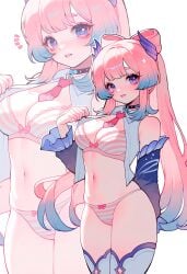 1female 1girls ai_generated bra breasts breasts dressed fat_thighs female female genshin_impact girl half-dressed long_hair medium_breasts panties pink_hair sangonomiya_kokomi slim slim_waist smile smiling smiling_at_viewer thighs underwear