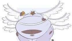 angel angel_wings eating fat fat_ass food food_play hazbin_hotel heaven helluva_boss obese sera_(hazbin_hotel) weight_gain