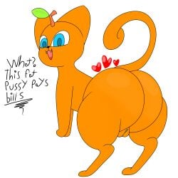 absurd_res all_fours alpog21_(artist) ass blue_eyes curling_tail domestic_cat felid feline felis female feral genitals happy heart_around_butt hi_res leaf leaf_on_head mammal open_mouth orange_body orange_butt orange_ears orange_head orange_leg orange_paws orange_pussy orange_tail plump_labia pussy red_tongue solo tail tongue trod