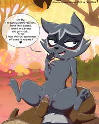 2015 blush cartoon_hangover clitoris coco_(doctor_lollipop) doctor_lollipop english_text female feral foxychris insertion mammal penetration pussy pussy_juice raccoon solo text vaginal_insertion vaginal_penetration