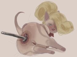 1girls anal anal_insertion anthro anthro_female anthro_only ass_focus blonde_hair drool drooling felyne frying_pan hand_on_ass monster_hunter object_in_ass object_insertion on_side open_mouth purr-prietress pussy_juice pussy_juice_drip solo solo_female stinkshanoalova tears