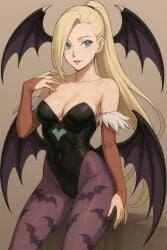 1girls 2:3 ai_assisted ai_generated blonde_hair breasts cosplay darkstalkers female female_only head_wings ino_yamanaka medium_breasts morrigan_aensland morrigan_aensland_(cosplay) naruto naruto_shippuden ponytail wings
