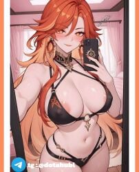 , ai_generated big_breasts bikini breasts dotahubl genshin_impact mavuika_(genshin_impact) natlan_girls selfie