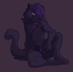 andromorph armpit_hair big_clitoris black_fur chest_tuft cuntboy intersex jaguar mastectomy_scar mullet piercing presenting_pussy pubic_hair purple_hair purple_pussy smile spread_pussy thick_thighs trans_man yellow_eyes