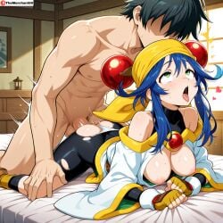 1boy 1boy1girl ahe_gao ahoge ai_generated arms_held_back bedroom bent_over black_panties blush breasts breasts_out clenched_teeth cock cowgirl_position cum cum_in_pussy cum_on_ass doggy_style female hi_res high_resolution highres huge_cock large_breasts legs_apart lime_(saber_j) male male/female motion_lines muscular muscular_male nipples on_bed on_stomach one_eye_closed open_mouth panties panties_aside penis penis_in_pussy pink_nipples prone_bone reverse_cowgirl_position rolling_eyes saber_marionette_j saliva saliva_drip sex sheet_grab smile surprised themerchant69 tits_out tongue tongue_out unseen_male_face vaginal_penetration veiny_penis