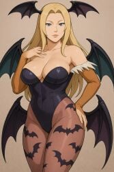 1girls 2:3 ai_assisted ai_generated big_breasts blonde_hair breasts cosplay darkstalkers female female_only head_wings large_breasts long_hair morrigan_aensland morrigan_aensland_(cosplay) naruto naruto_(series) naruto_shippuden tsunade tsunade_senju wings