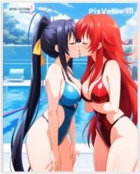 2girls ai_generated akeno_himejima female high_school_dxd lesbian_couple lesbian_domination lesbian_focus lesbian_kiss rias_gremory yuri