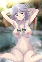 bath completely_nude large_breasts sakuya_izayoi the_memories_of_phantasm touhou