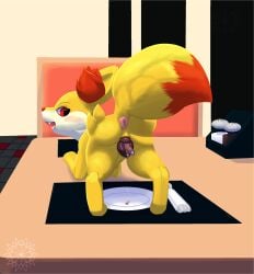 absurd_res animal_genitalia animal_pussy anus ass bodily_fluids canine_genitalia canine_pussy female fennekin feral food food_fetish food_insertion food_play furniture generation_6_pokemon genital_fluids genitals hi_res improvised_sex_toy lewdkitten069 nintendo plate pokemon pokemon_(species) presenting presenting_hindquarters pussy restaurant solo table vaginal_fluids