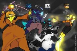 blox_fruits blox_fruits_oc buddha_fruit censored flame_fruit fruit_humanoid game ghost_fruit humanized kitsune_fruit roblox_game robloxian robloxians