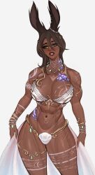 1girls abs bunny_ears bunny_girl dancer_(final_fantasy) dark-skinned_female dark_skin female female_only final_fantasy_xiv kemonomimi muscular muscular_female solo solo_female viera ykshelter