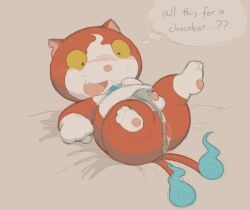 2025 2_tails 3_toes 4_fingers anthro anus asian_clothing asian_mythology ass belly big_butt big_head blush blush_lines bodily_fluids cafongterua cel_shading clothed clothing clothing_aside digital_media_(artwork) domestic_cat east_asian_clothing east_asian_mythology english_text feet felid feline felis fingers fire flaming_tail fundoshi fundoshi_aside fundoshi_only fur genitals gloves_(marking) grey_background grey_clothing grey_fundoshi grey_underwear inner_monologue japanese_clothing japanese_mythology jibanyan leg_markings level-5 lying male mammal markings multi_tail multicolored_body multicolored_fur mythology notched_ear on_back open_mouth open_smile overweight overweight_anthro overweight_male pawpads penis pink_nose pink_pawpads presenting presenting_hindquarters red_body red_fur shaded short simple_background small_penis smile socks_(marking) solo spread_legs spreading sweat sweatdrop tail text thick_thighs thinking thought_bubble toes topless two_tone_body two_tone_fur underwear underwear_aside underwear_only white_body white_fur yellow_sclera yo-kai_watch yokai