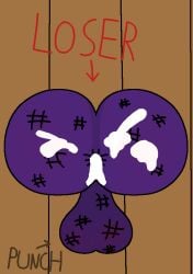 anal anthro ass ballbusting balls bodily_fluids cock_and_ball_torture cum cum_in_ass cum_inside cum_on_butt digital_media_(artwork) forced free_use genital_fluids genital_torture genitals humiliation jumpo male public_use purple_body rape solo through_wall tweakydumbdog veggiefolk