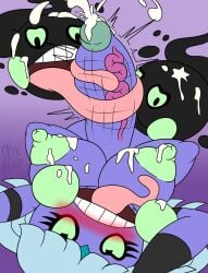 1female 1futa 1girls anime background balls big_balls big_breasts big_nipples big_penis blush breasts color colored copyright_request cosplay croagunk cum cum_drip cum_on_body cum_on_breasts cum_on_face cum_on_self cumming cumshot ejaculation erect_nipples erect_penis erection eruka_frog eyelashes eyes_rolling_back female frog_girl frog_humanoid frog_tongue futa_focus futa_only futanari gradient_background green_eyes green_hair hands-free hands_behind_head handsfree_ejaculation hyper hyper_balls hyper_breasts hyper_genitalia hyper_penis intersex laying_down laying_on_back long_hair long_tongue motion_lines nintendo nipples onyx_twilight open_mouth original_character penis pleasure_face pleasured pokemon pokemon_(species) purple_background purple_body purple_skin riven_twilight_(onyx_twilight) soul_eater tadpole teeth thighs tongue tongue_around_penis tongue_out tongue_out_blowjob tongue_wrap tonguejob vein veiny veiny_penis