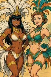 2girls ai_generated alice_(zero_escape) beach carnival carnival_(holiday) carnival_outfit female fire_emblem fire_emblem:_three_houses manuela_casagranda zero_escape