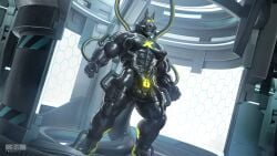 16:9 2025 abs anthro artist_logo biceps black_bodysuit black_boots black_clothing black_footwear black_mask black_skinsuit bodysuit boots cable chastity_device clothing equid equine footwear hi_res horse laboratory legband logo male mammal muscular muscular_anthro muscular_male pecs shoes skinsuit snout solo stasis_chamber takahirosi text text_on_clothing tight_clothing widescreen