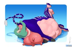 5_fingers absurd_res anal anthro anus areola bovid bovid_taur bovine bovine_taur breasts_and_udders cattle cattle_taur claws countershade_face countershade_torso countershading duo felid felid_taur female fingers genitals green_body hi_res hooves hybrid interspecies male male/female mammal mammal_taur nipples oral owligatorstudios pantherine pantherine_taur pussy quadruped rimming scalie sex tail tail_tuft taur tiger tiger_taur tongue tongue_out tuft unbirthing vaginal_penetration vein vore