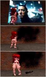 1girls areolae ass auburn_hair barefoot breasts completely_nude completely_nude_female female female_only friday_night_funkin full_body gf_fnf_fan girlfriend_(friday_night_funkin) long_hair looking_at_viewer meme naked naked_female nipples nude nude_female one_eye_closed open_mouth open_smile pussy rocket_launcher smile solo solo_female what wink