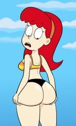 1girls 5_fingers bea_goldfishberg big_ass big_breasts bikini black_eyes breasts cute disney disney_channel female fish_hooks freckles hairband hands_on_ass hands_on_own_ass human humanized looking_back orange_hairband red_hair scobionicle99 sideboob source_request striped_bikini tagme thick_thighs