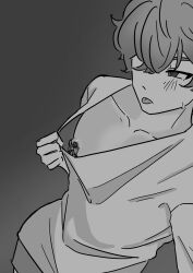 bamby_(plave) lustful_gaze male male_only nipple_piercing no_visible_genitalia plave shirt shirt_down shirt_lift shirt_pull skinny tongue_out