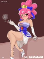 , big_breasts brawl_stars breasts dotahubl pink_hair princess shelly_(brawl_stars) stolen_art