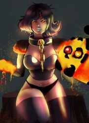 black_skin blox_fruits blox_fruits_oc breasts magma magma_fruit roblox robloxian shoulders