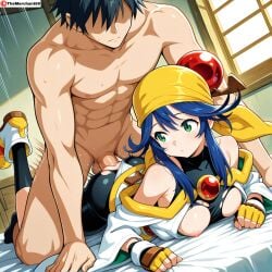 1boy 1boy1girl ahe_gao ahoge ai_generated arms_held_back bedroom bent_over black_panties blush breasts breasts_out clenched_teeth cock cowgirl_position cum cum_in_pussy cum_on_ass doggy_style eyeless_male female hi_res high_resolution highres huge_cock large_breasts legs_apart lime_(saber_j) male male/female motion_lines muscular muscular_male nipples on_bed on_stomach one_eye_closed open_mouth panties panties_aside penis penis_in_pussy pink_nipples prone_bone reverse_cowgirl_position rolling_eyes saber_marionette_j saliva saliva_drip sex sheet_grab smile surprised themerchant69 tits_out tongue tongue_out vaginal_penetration veiny_penis