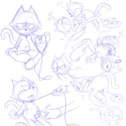 anal anal_sex blush dreamworks felix_the_cat felix_the_cat_(series) kitty_kat ladysomnambule leash male male_only penetration penis sheath sketch vaginal_penetration