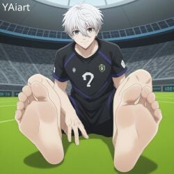 ai_generated barefoot blue_lock foot_fetish foot_focus gay male male_only nagi_seishiro white_hair yaiart