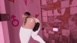 black_dildo broken_wall cum cum_on_ass cum_on_body cumdump cumdumpster dildo dildo_in_pussy dildo_insertion glory_wall in_public public_use restroom restroom_sex restroom_stall stuck_in_object stuck_in_wall tattoo tattoos toilet_paper vrchat vrchat_avatar vrchat_model wall_writing white_thighhighs