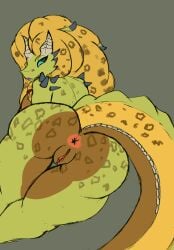 absurd_res anthro anus bedroom_eyes big_breasts breasts capcom female genitals hi_res leviathan_(mh) linde_(lunarnobis) lipstick looking_at_viewer ludroth makeup mature_female monster_hunter narrowed_eyes presenting presenting_anus presenting_pussy purple_lipstick pussy seductive solo suninverted
